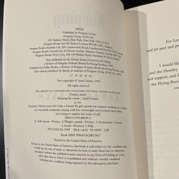 Keeping the Moon by Sarah Dessen - Paperback Novel - Picture 4 of 5